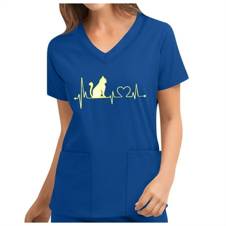 EINCcm Women Scrub Tops Print Scrub Tops Women s Cute Print Short Sleeve V-neck Top Work Uniform Solid Color Pocket Top Dark Blue M
EINCcm Women Scrub Tops Print Scrub Tops Women s Cute Print Short Sleeve V-neck Top Work Uniform Solid Color Pocket Top Dark Blue M