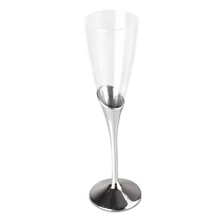 9 Silver Fancy Plastic Champagne Flute (12/Pack) by Paper Mart