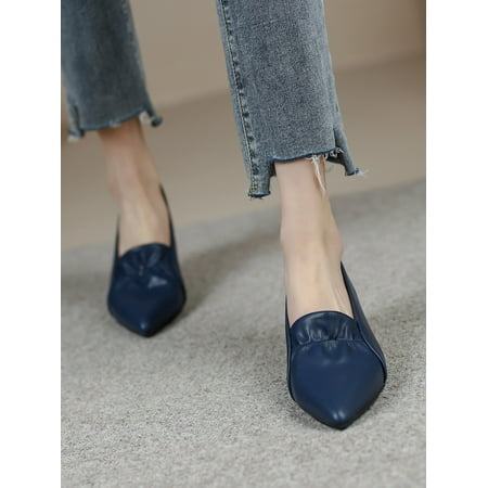 Minimalist Point Toe Kitten Heeled Court Pumps Women‘s Footwear