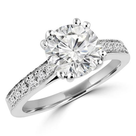 0.8 CTW Round Cut Diamond Multi Stone Engagement Ring in 14K White Gold, Size 7.25