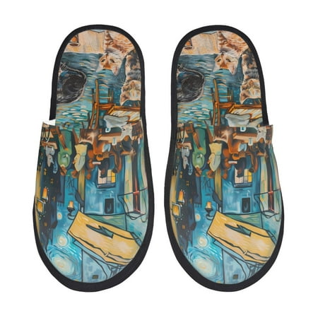 Disketp Whimsical Cats Night Cafe Fuzzy House Memory Foam Slippers Furry Fur Lined Bedroom Shoes Cozy Indoor-Medium
Disketp Whimsical Cats Night Cafe Fuzzy House Memory Foam Slippers Furry Fur Lined Bedroom Shoes Cozy Indoor-Medium