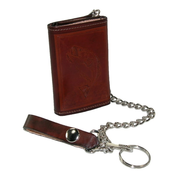 Size one size Men's Leather Wildlife Embossed Trucker Chain Wallet