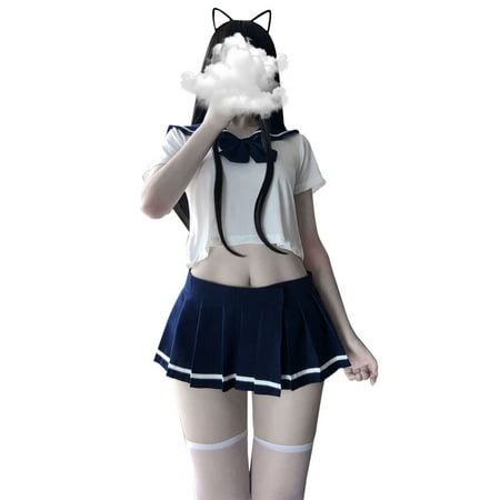 LBECLEY Womens Lingerie Lingerie Womens Silk Lingerie for Women Bow Tie Navel Tops Mini Skirts Student Style Suits Chafing Push Up Bras for Women Navy L
LBECLEY Womens Lingerie Lingerie Womens Silk Lingerie for Women Bow Tie Navel Tops Mini Skirts Student Style Suits Chafing Push Up Bras for Women Navy L