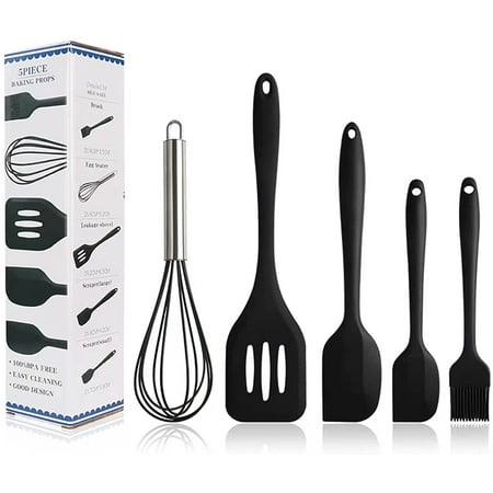 Suyin 5 Pcs Silicone Cook Utensils Kitchen Cooking Set Includes Silicone Turner Large Spatula Small Spatula Basting Brush Whisk(Black)
Suyin 5 Pcs Silicone Cook Utensils Kitchen Cooking Set Includes Silicone Turner Large Spatula Small Spatula Basting Brush Whisk(Black)