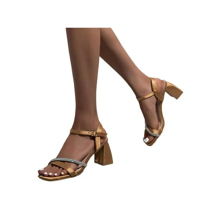 Daeful Ladies Dress Sandal Ankle Strap Heeled Sandals Summer High Heels Wedding Cross Comfort Chunky Heel Pumps Shoes Light Brown 7.5
Daeful Ladies Dress Sandal Ankle Strap Heeled Sandals Summer High Heels Wedding Cross Comfort Chunky Heel Pumps Shoes Light Brown 7.5