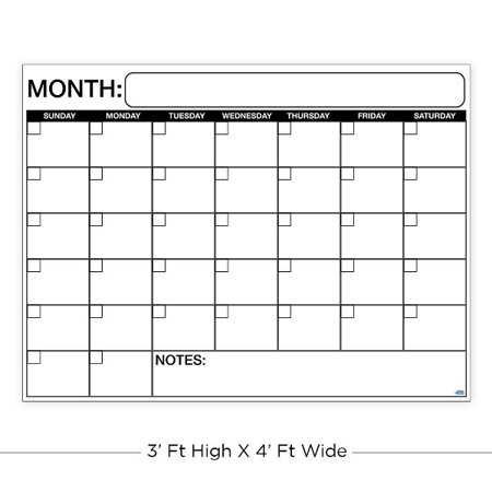 Laminated Jumbo Wall Calendar Monthly Planner Large Dry Erase Board ...