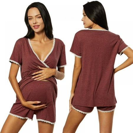 Monfince Women s Maternity Nursing Pajama Set Breastfeeding Short Sleeve V Neck Pregnancy Sleepwear Elastic Waist Top Tee + Shorts Nightgown
Monfince Women s Maternity Nursing Pajama Set Breastfeeding Short Sleeve V Neck Pregnancy Sleepwear Elastic Waist Top Tee + Shorts Nightgown