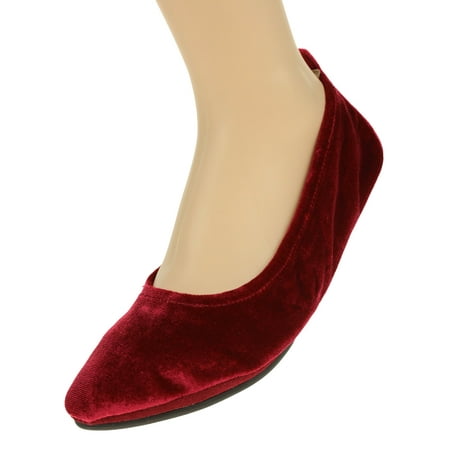 Yosi Samra Women s Vienna 2 Velvet Ballet Flat Red