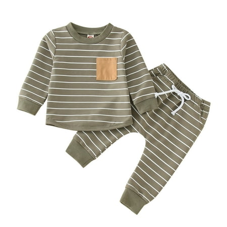Kids Baby Boys Long Sleeve Patchwork Sweatshirt Tops Stripe Pants Outfit Set 2PCS Clothes 3-6 Month Boy Clothes Winter
Kids Baby Boys Long Sleeve Patchwork Sweatshirt Tops Stripe Pants Outfit Set 2PCS Clothes 3-6 Month Boy Clothes Winter
