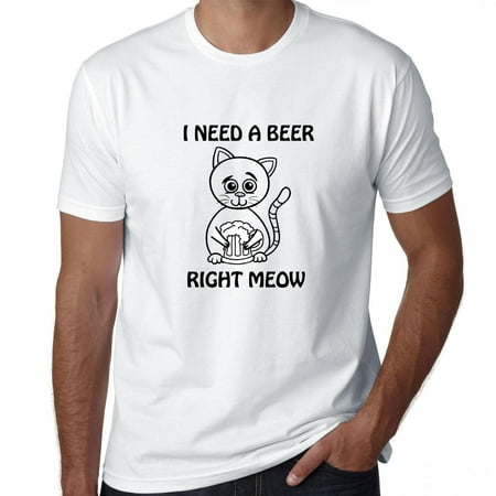 Beer Cat - I Need A Beer Right Meow - Funny Men's T-Shirt