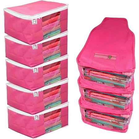 atorakushon Nonwoven Fabric 5 Saree and 3 Blouse Garments Clothing Storage Cover Bag Pouch Wardrobe Organizers with Clear Window view Zip Lock Pink
atorakushon Nonwoven Fabric 5 Saree and 3 Blouse Garments Clothing Storage Cover Bag Pouch Wardrobe Organizers with Clear Window view Zip Lock Pink