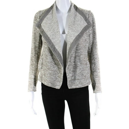 Pre-owned|Vince Womens Open Front Abstract Knitted Cotton Cardigan Beige Size XS