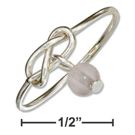 P-018953-09 9 in. Sterling Silver Wire Infinity Double Love Knot Ring with Rose Quartz Bead