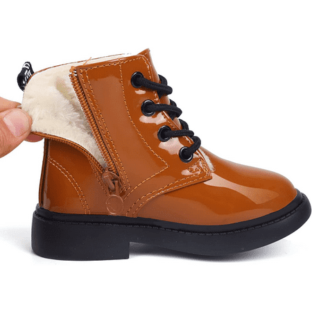 Girls Leather Boots Waterproof Velvet Soft-soled Thermal Shoes For Winter New