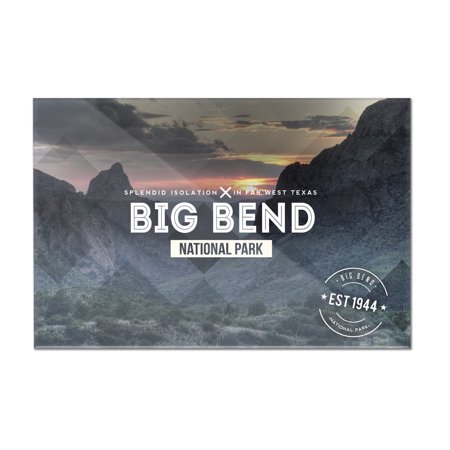 Big Bend National Park, Texas - Rubber Stamp - Lantern Press Photography (12x8 Acrylic Wall Art Gallery Quality)