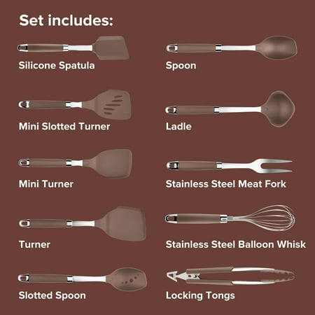 Anolon Tools and Gadgets SureGrip Nonstick Kitchen Utensil Set 10 Piece Nylon Bronze
Anolon Tools and Gadgets SureGrip Nonstick Kitchen Utensil Set 10 Piece Nylon Bronze