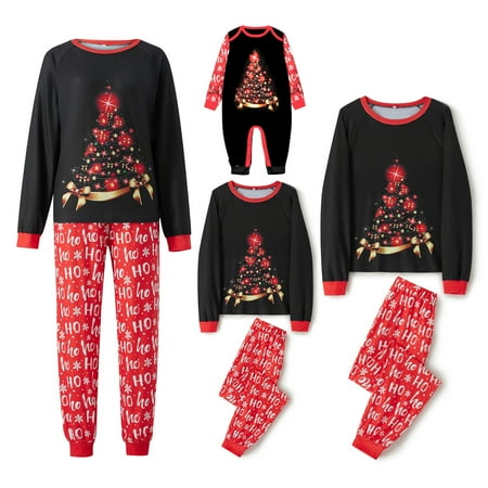 Family Matching 2Pcs Pajamas Sets Black Long Sleeve Christmas Tree Print Tops + Letter Print Pants
Family Matching 2Pcs Pajamas Sets Black Long Sleeve Christmas Tree Print Tops + Letter Print Pants
