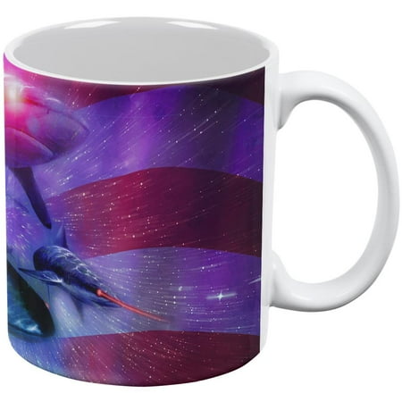 4th of July Patriotic American Galaxy Laser Sharks All Over Coffee Mug