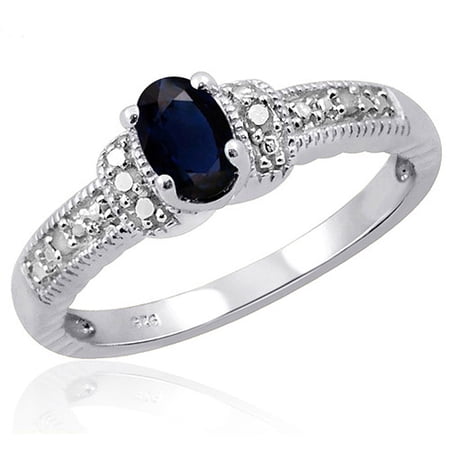 JewelersClub 0.67 Carat T.G.W. Sapphire Gemstone and Accent White Diamond Women's Ring