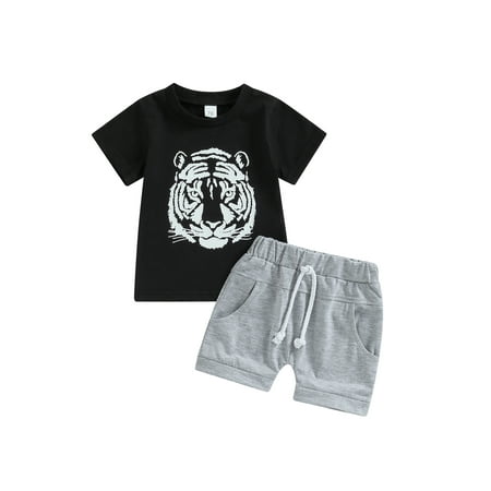 Baby Boys Shorts Set Short Sleeve Tiger Print T-shirt with Elastic Waist Shorts Summer Outfit
Baby Boys Shorts Set Short Sleeve Tiger Print T-shirt with Elastic Waist Shorts Summer Outfit
