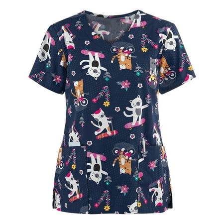Women Scrub_Top Working Uniform Blouse Short Sleeve V-Neck Workwear T-Shirt with Pocket Comfy Tops M
Women Scrub_Top Working Uniform Blouse Short Sleeve V-Neck Workwear T-Shirt with Pocket Comfy Tops M