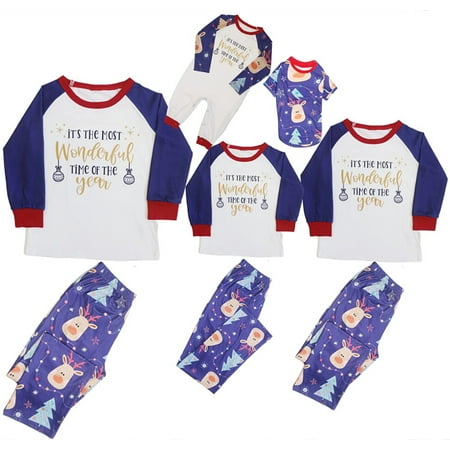 Parent Child Pajamas Set Long Sleeve Tops Long Pants Romper Pets