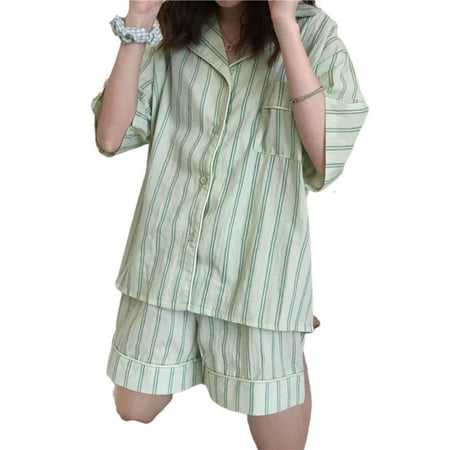 YXGla 1Set Women Pajama Striped Design All-match Soft Tops Shorts Pajama Set for Home
YXGla 1Set Women Pajama Striped Design All-match Soft Tops Shorts Pajama Set for Home