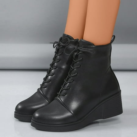 Cathalem Women s Boots & Booties Fashion Women s Shoes Casual Short Boots Lace Up Side Zipper Slope Heel Boots for Women Wide Black 7.5
Cathalem Women s Boots & Booties Fashion Women s Shoes Casual Short Boots Lace Up Side Zipper Slope Heel Boots for Women Wide Black 7.5