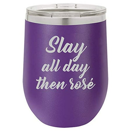 12 oz Double Wall Vacuum Insulated Stainless Steel Stemless Wine Tumbler Glass Coffee Travel Mug With Lid Slay All Day Then Rose (Purple)
12 oz Double Wall Vacuum Insulated Stainless Steel Stemless Wine Tumbler Glass Coffee Travel Mug With Lid Slay All Day Then Rose (Purple)