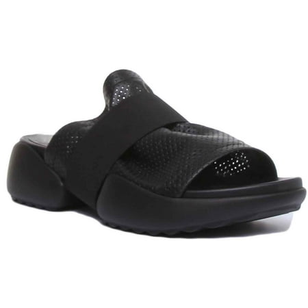 JUSTINREESS Poppy Women s Perforated Sandal With Band In Black Size 10