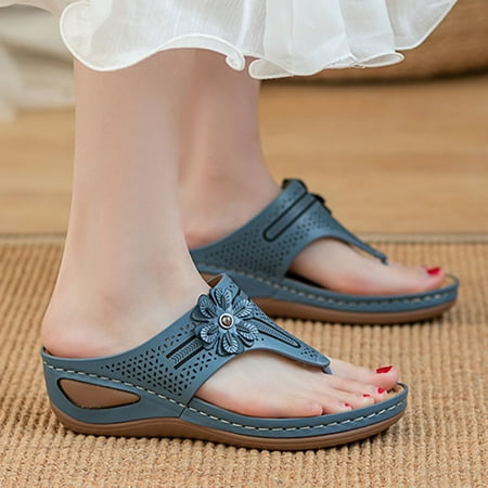 Cathalem Women Slope Heel Slippers Summer Fashion Slope Heel Thick Soled Massage Retro Beach Slippers Wedge Sandals for Women Blue 8
Cathalem Women Slope Heel Slippers Summer Fashion Slope Heel Thick Soled Massage Retro Beach Slippers Wedge Sandals for Women Blue 8