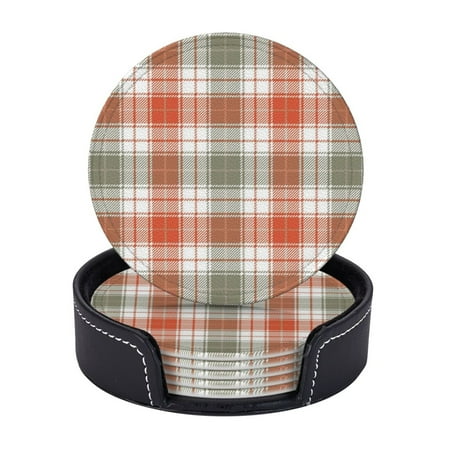 6 Pcs Leather Coasters Orange And Grey Tartan Plaid Coasters For Drinks Cup Mat Pad Housewarming Gift Ideal For Home Decor
6 Pcs Leather Coasters Orange And Grey Tartan Plaid Coasters For Drinks Cup Mat Pad Housewarming Gift Ideal For Home Decor