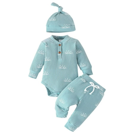 Otqutp Casual Outfits Set for Baby Baby Boy Girl Cotton Outdfit Sets Ribbed Long Sleeve Sun Print Button Design Romper and Elasticized Pants with Cap
Otqutp Casual Outfits Set for Baby Baby Boy Girl Cotton Outdfit Sets Ribbed Long Sleeve Sun Print Button Design Romper and Elasticized Pants with Cap