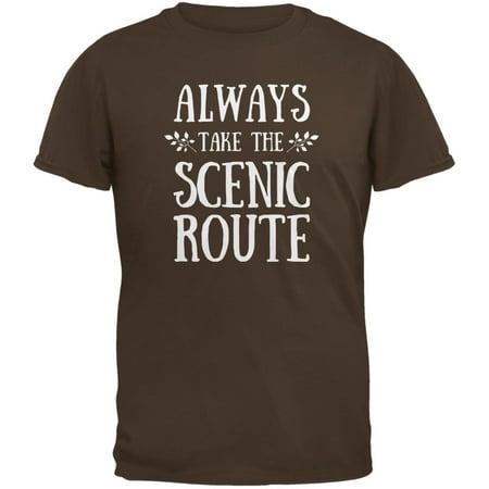 Hiking Always Take the Scenic Route Brown Youth T-Shirt