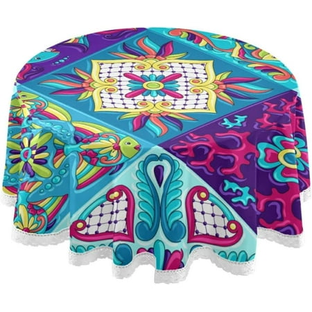 Hyjoy Mexican Talavera Ceramic Tile Pattern Round Tablecloth 60In Table Cover Water Resistant Spill Proof Large Table Cover for Indoor & Outdoor Family Gathering Dinner Hotel BBQ
Hyjoy Mexican Talavera Ceramic Tile Pattern Round Tablecloth 60In Table Cover Water Resistant Spill Proof Large Table Cover for Indoor & Outdoor Family Gathering Dinner Hotel BBQ