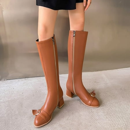 Cathalem And Boots for Women Knee High Fashion Women s Shoes British Style Leather Solid Side Zipper Belt Decorative Button Knee Shoes Brown 6.5
Cathalem And Boots for Women Knee High Fashion Women s Shoes British Style Leather Solid Side Zipper Belt Decorative Button Knee Shoes Brown 6.5