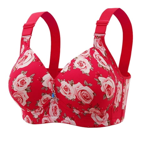 CLZOUD Full Support Bras for Women Plus Size Anti-Sagging Push Up Adjustable Straps Without Steel Ring Thin Rose Print Bra Red 38
CLZOUD Full Support Bras for Women Plus Size Anti-Sagging Push Up Adjustable Straps Without Steel Ring Thin Rose Print Bra Red 38