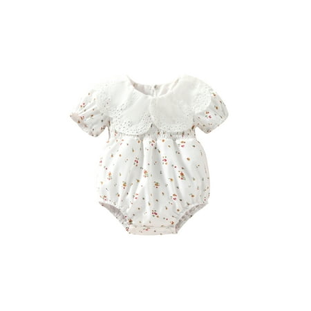 Domingbub Newborn Baby Girl Summer Outfits Short Sleeve Floral Romper Playsuit Lace Doll Collar Bodysuit Jumpsuit White 6-12 Months
Domingbub Newborn Baby Girl Summer Outfits Short Sleeve Floral Romper Playsuit Lace Doll Collar Bodysuit Jumpsuit White 6-12 Months