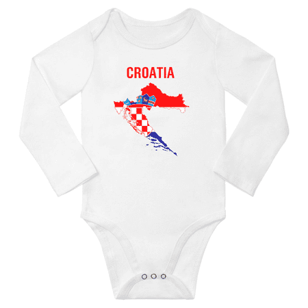 Croatia Flag Map Baby Long Slevve Rompers (White 18-24 Months)