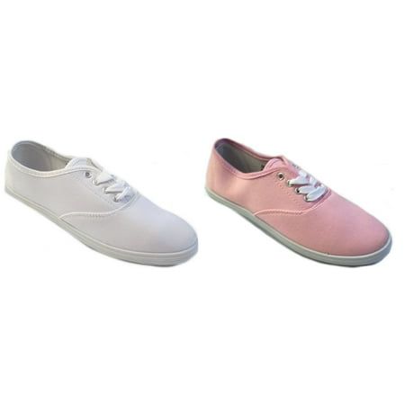 2 Pair Shoes 18 Womens Canvas Shoes Lace up Sneakers White/Pink 11
2 Pair Shoes 18 Womens Canvas Shoes Lace up Sneakers White/Pink 11