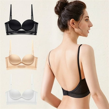 Jieowen Women Backless Bra Push Up Invisible Lace Bra Padded Open Back Gathered Support Underwear Seamless Wedding Bra
Jieowen Women Backless Bra Push Up Invisible Lace Bra Padded Open Back Gathered Support Underwear Seamless Wedding Bra