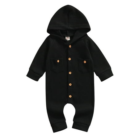 Canrulo Newborn Baby Boys Jumpsuit with Pockets Knitted Romper Long Sleeve Hooded Autumn Spring Clothes Black 0-3 Months
Canrulo Newborn Baby Boys Jumpsuit with Pockets Knitted Romper Long Sleeve Hooded Autumn Spring Clothes Black 0-3 Months