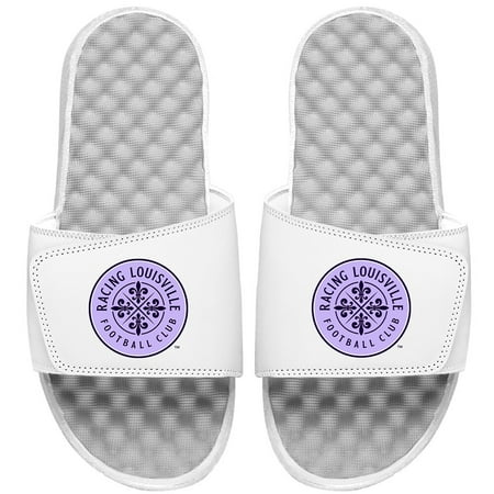 Men s ISlide White Racing Louisville FC Primary Logo Slide Sandals