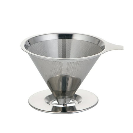 

Stainless Steel Coffee Filter Pour Over Funnel Brew Drip Tea Metal Mesh Basket Tool Reusable Kitchen Coffeeware Heat Insulation Silicone Handle