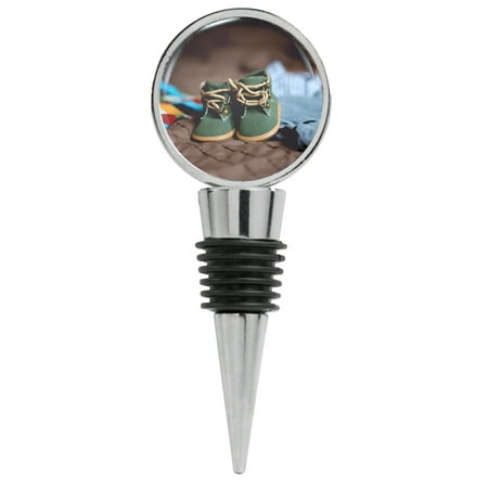 Photograph of Baby Shoes and Outfit Wine Stopper