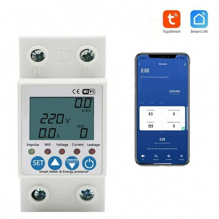 Leke Tuya Smart WiFi Earth Leakage Protection Recloser Timer Energy Meter