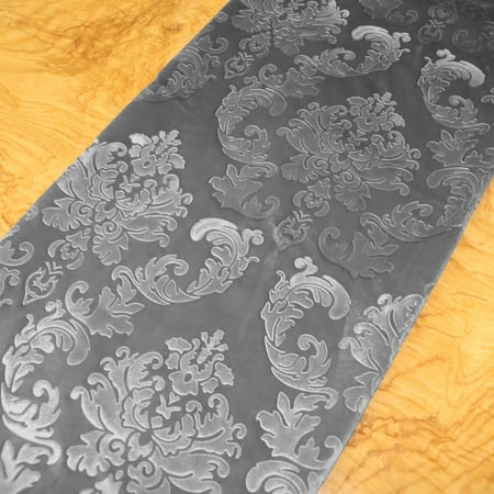 Velvet Embossed Damask Table Runner