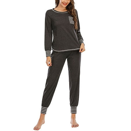 MAWCLOS Lady Pajamas Sets Womens Striped Print Long Sleeve Sleepwear with Long Pants Soft Loungewear Pj Set
MAWCLOS Lady Pajamas Sets Womens Striped Print Long Sleeve Sleepwear with Long Pants Soft Loungewear Pj Set