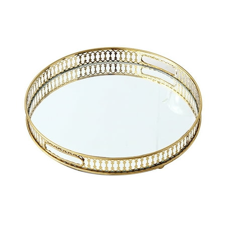 

Metal Mirrored Ornate Decorative Tray Dia 32cm Candle Holder Wedding Snake Cupcake Tray Table Storage Tray Dish Plat