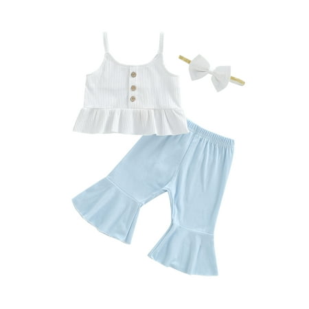 Calsunbaby Toddler Baby Girl Summer Clothes Set Knit Sleeveless Vest Tops Flare Long Pants Headband Outfits Light Blue 6-12 Months
Calsunbaby Toddler Baby Girl Summer Clothes Set Knit Sleeveless Vest Tops Flare Long Pants Headband Outfits Light Blue 6-12 Months